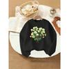 Unisex Crewneck Sweatshirt, Watercolor Green Gradient Four-Leaf Clover Bouquet Print Black Soft Pullover, St. Patrick’s Day Lucky Clover Sweatshirt