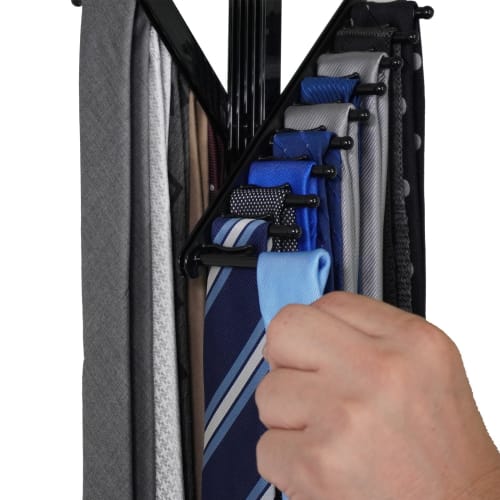 Shinko Hanger F-Fit Tie Cloth Hanger, Set of 2, Black, Made in Japan, Rack for Pants, Laundry, Towels, Slacks, Bath Towels, Heavy-Duty, Anti-Sagging,