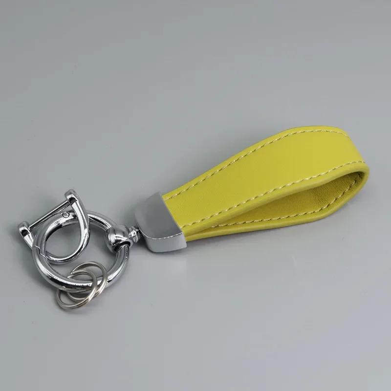 Custom LOGO Vintage PU Leather Keychain Laser Engrave Metal Car Keyring Personalize Texts Key Chains for Men and Women Gift