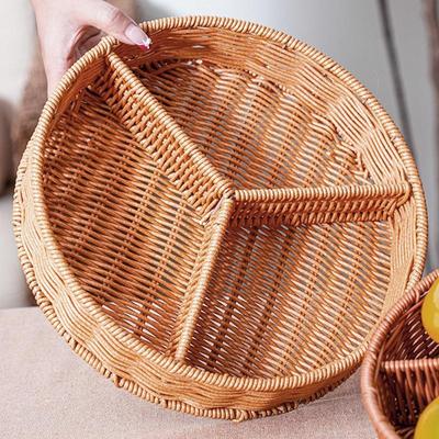 Woven Tray Household Desktop Tea Tray Fruit Bread Basket Portable Fruit Bowl Hotel Tray Towel Basket Storage
