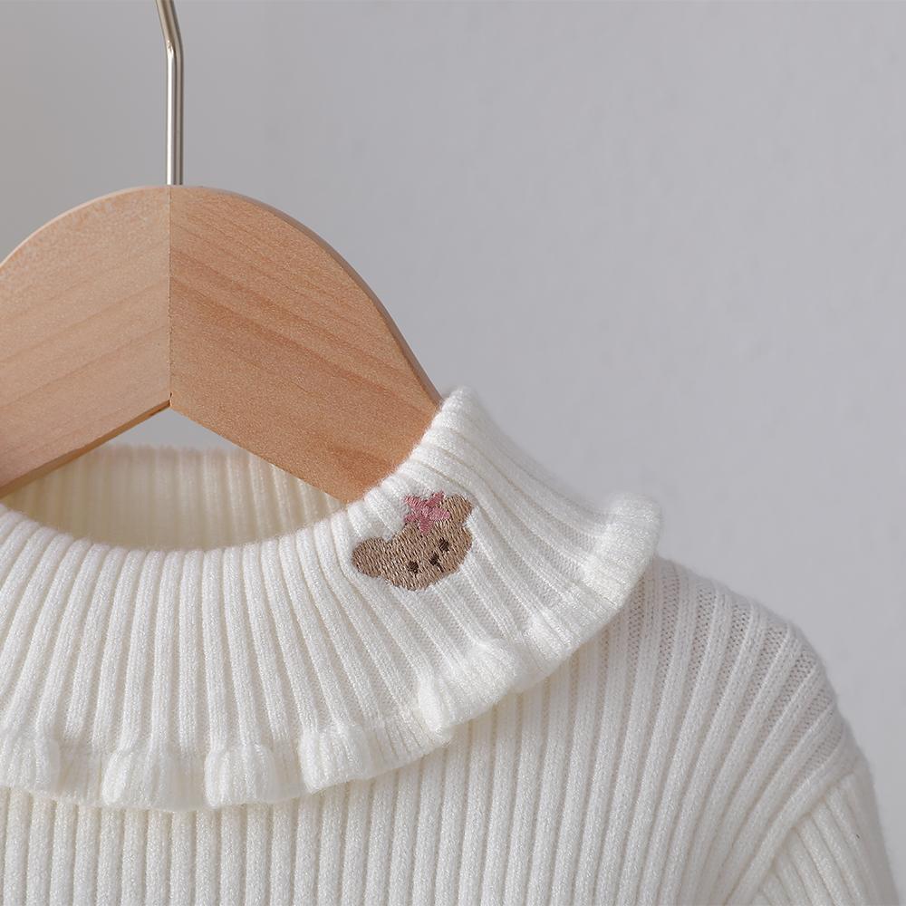 Toddler Girl Knit Sweater Ruffled Turtleneck Long Sleeve Soft Comfortable Knitwear for Little Princesses 2-6 Years