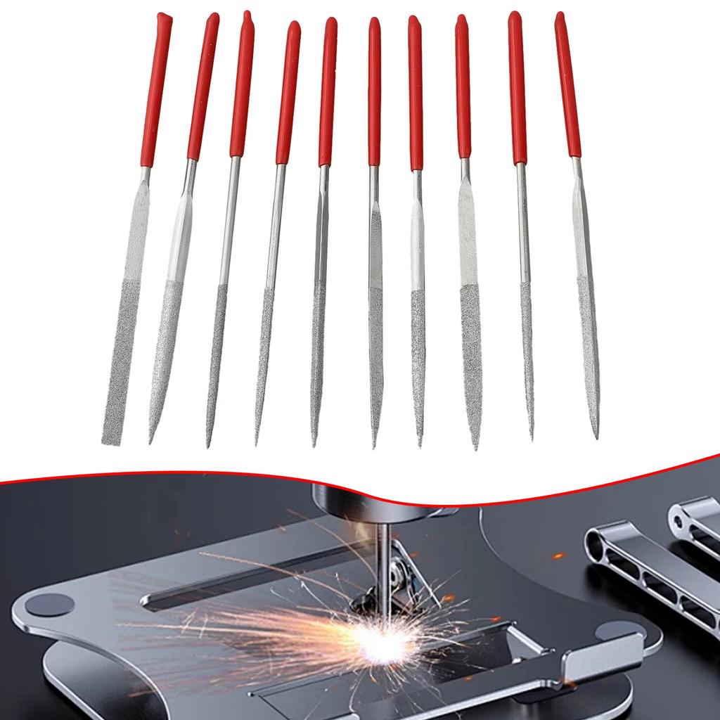 10 Stück Diamant Nadelfeilen Set Für Metall Glas Stein Schmuck Holzschnitzerei Handwerk Holzbearbeitung Poliert Kleine Stahlfeile Handwerkzeuge