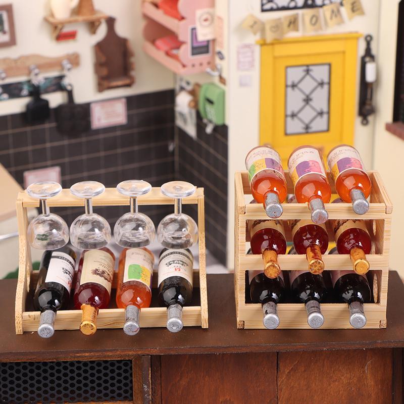 Puppenhaus Miniatur Mini Weinglasständer Kelchset Modell Heim Möbel Dekor Spielzeug Puppenhaus Zubehör
