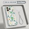Little Flower Pattern Magnetic Lanyard Phone Case For iPhone 17 Pro Max 16 15 14 13 Pro Max For Magsafe Shockproof Hard PC Cover