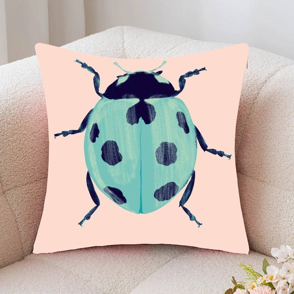 Butterfly Art Ladybug Tiger Moth Beetle Pillow Case Fashion Square Pillowcase Bedroom Sofa Room Ins Decoration Leisure