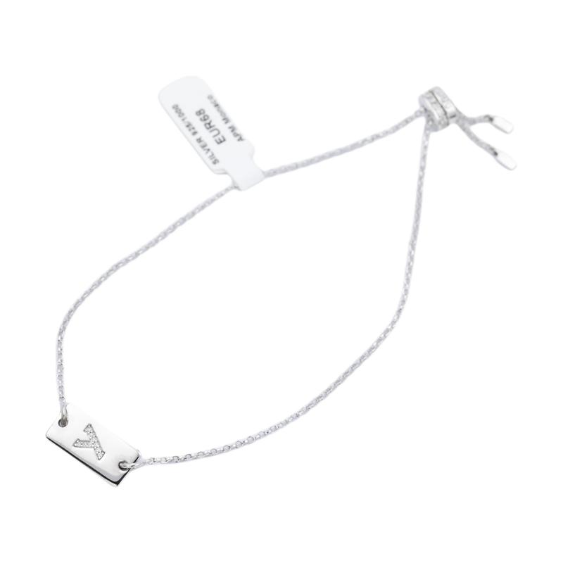 APM Monaco etter square plate adjustable design 925 silver bracelet women s silver AB4250OX