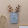 Nordic Minimalist Creative Antlers Wooden Clocks Home Living Room Room Wall Decoration Square Wall C