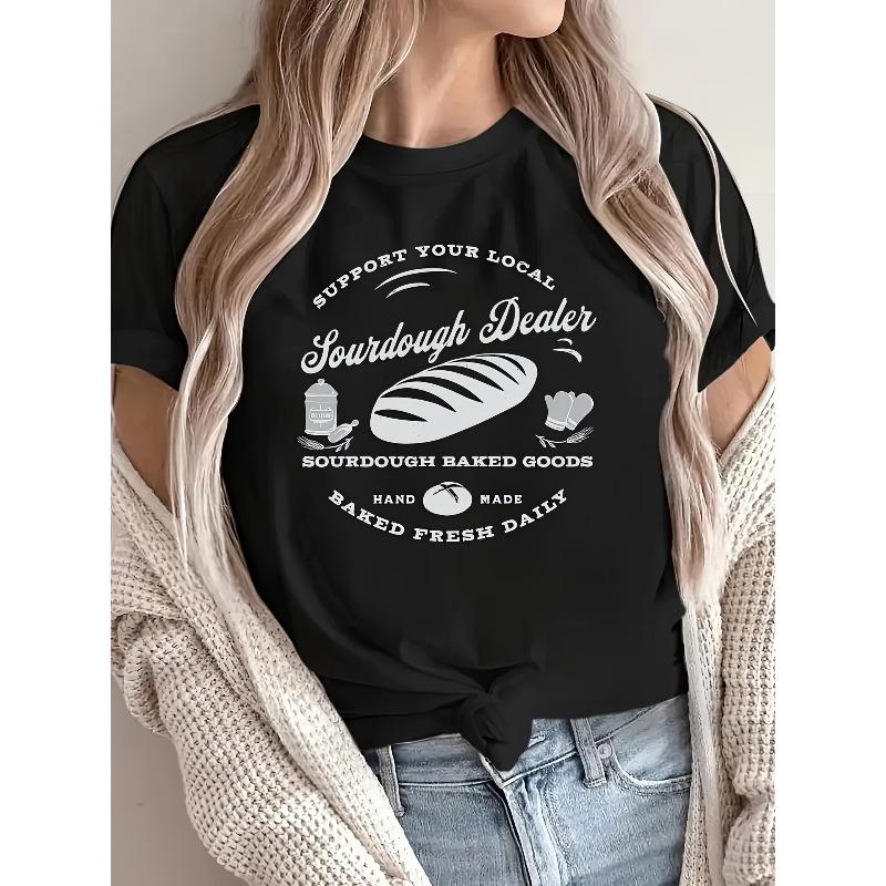 

Women Graphic Print Crew Neck Short Sleeve Summer Spring Casual Tee 4XL чорний