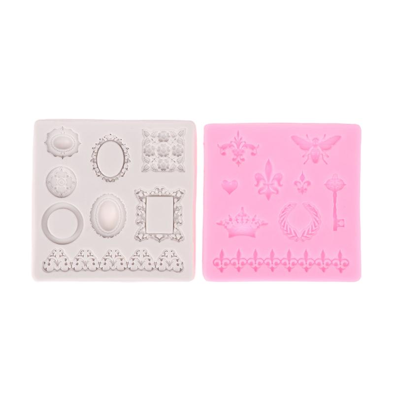 Dragonfly Crown Key Po Frame Shaped Silicone Mold Diy Lace Scroll Po Frame Silicone Candy Cake Border Decoration Mold