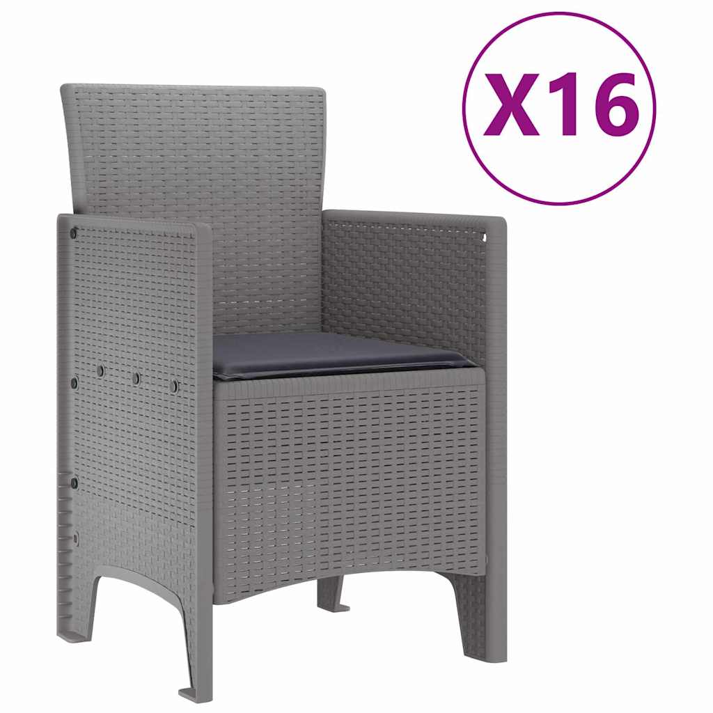 Garden Dining Set with Cushions 17 pcs Light Gray PP