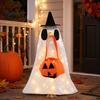 Straszne Halloweenowe Ubranka dla Gęsi 1 Zestaw Strój na Ganek, Kostium Ducha ze Świecącym Lampionem, Dekoracja Dyniowe Ubranie dla 23-calowej Statuy Ozdoba Ogrodowa Świąteczna