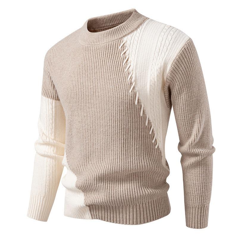New Winter Style Men's Fashion Color-blocking Sweater Men's Casual Base Shirt