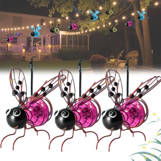 3 Pcs Solar Bee Simulation Lights IP44 Waterproof Outdoor Hanging Insect Light