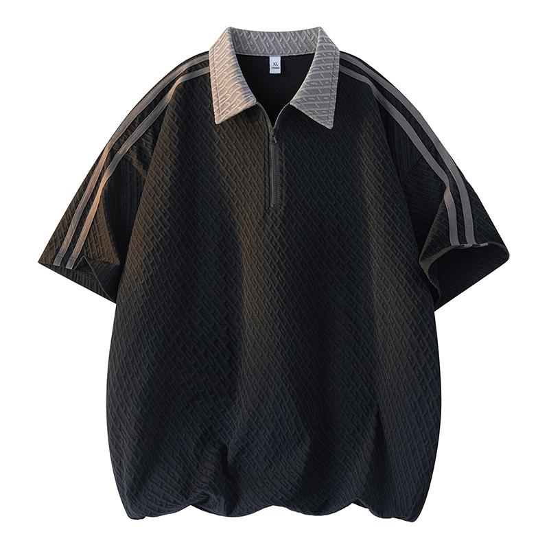 Summer Men s Short Sleeve T-Shirts Versatile Short Sleeve T-Shirts Men s Polo Shirts 2XL чёрный