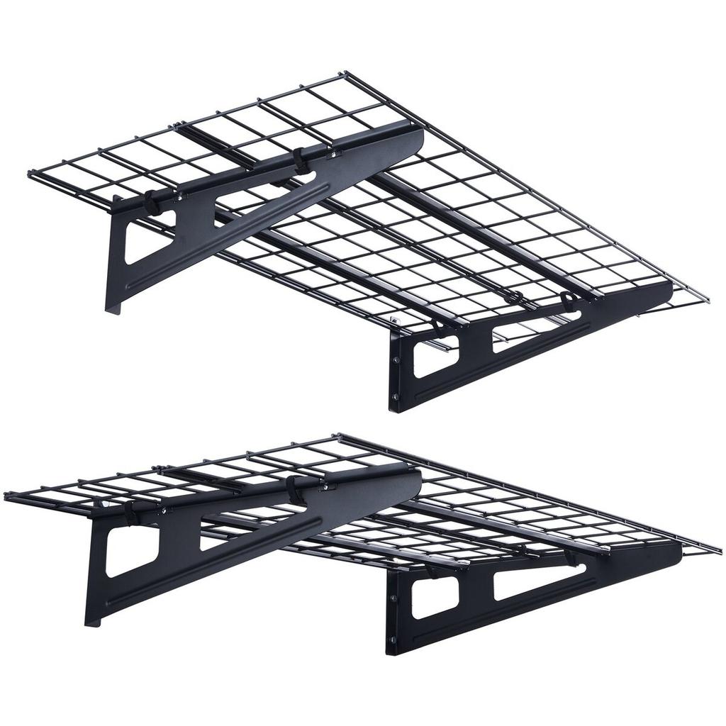 Garagen-Lagerregale, 2er-Pack, 4 x 2 Fuß Robuste Wandmontage-Garagenregale, 500 lbs Tragfähigkeit(Gesamt) Garagen-Lagerregal Schweberegale,