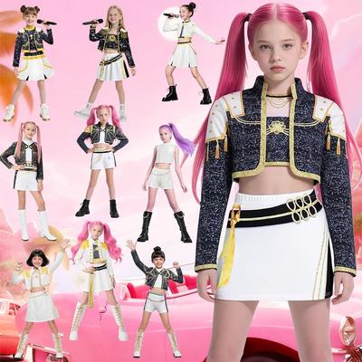 Kinder Anime Kpop Dämonenjäger Cosplay Kostüm Huntrix Rumi Mira Zoey Kleid Mädchen Halloween Party Kostüm