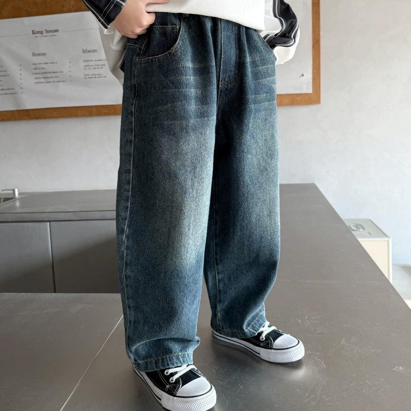 Boys' Trendy Soft Denim Jeans - 2025 Spring/Autumn Straight-Leg Loose Pants, Korean Style Children's Trousers.