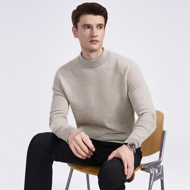 Shanshan Men's 30% Cashmere Blend Round Neck Ribbed Sweater