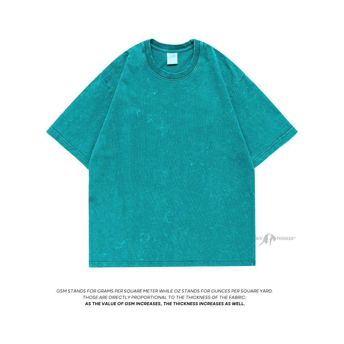 S-5XL 240gsm Хлопковая ретро футболка с заниженными плечами для мужчин и женщин — фото 10