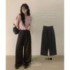 The Pink Women Alder Wool Two Tuck Back Banding Wide Slacks