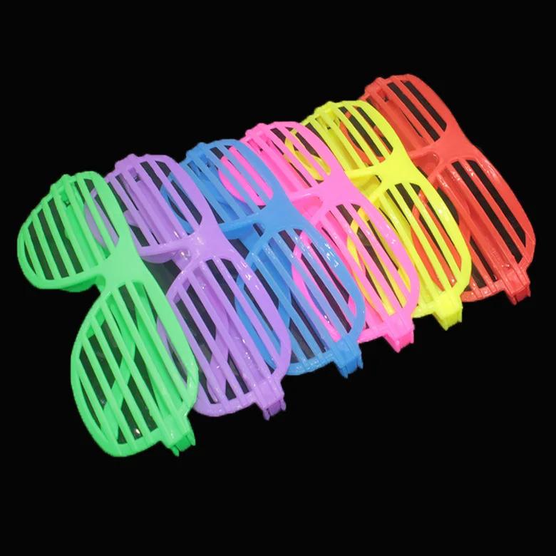 

Неоновые очки-жалюзи для вечеринки Неоновые цветные пластиковые очки-жалюзи Солнцезащитные очки Тени Очки Ретро Сувениры для вечеринки Диско Декор на день рождения 6pcs