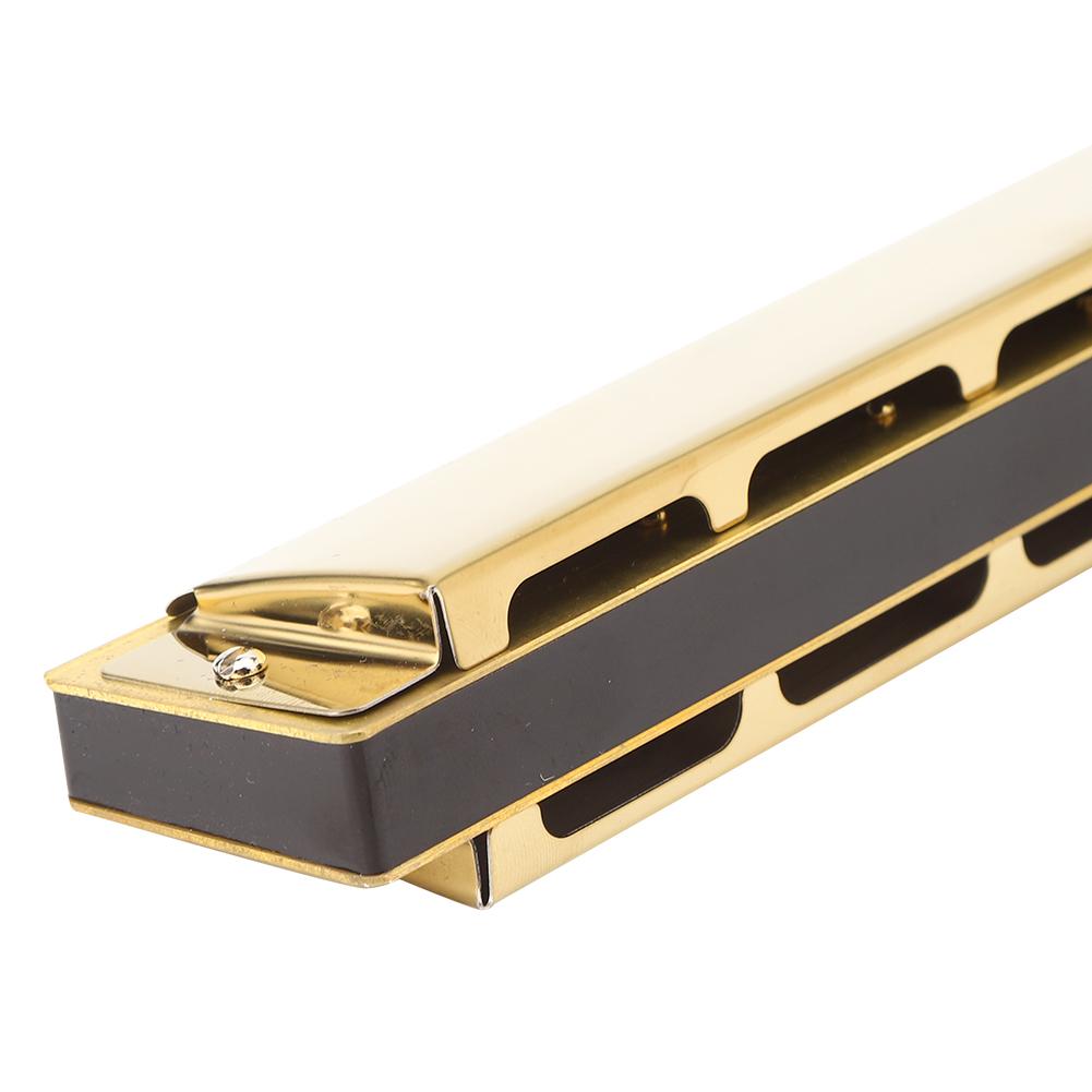 C Key Harmonica 28 Hole Wide Range Polyphony Type Stainless Steel ABS Material Mouth OrganGold