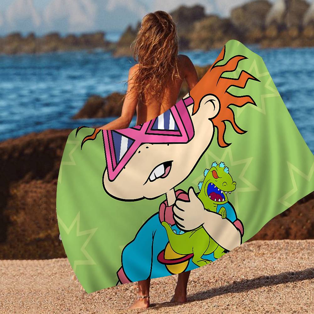 Cartoon Funny R-Rugrats Microfiber Blanket Quick Drying Beach Towels Oversized Printing Super Absorbent Pool Towel Blanket