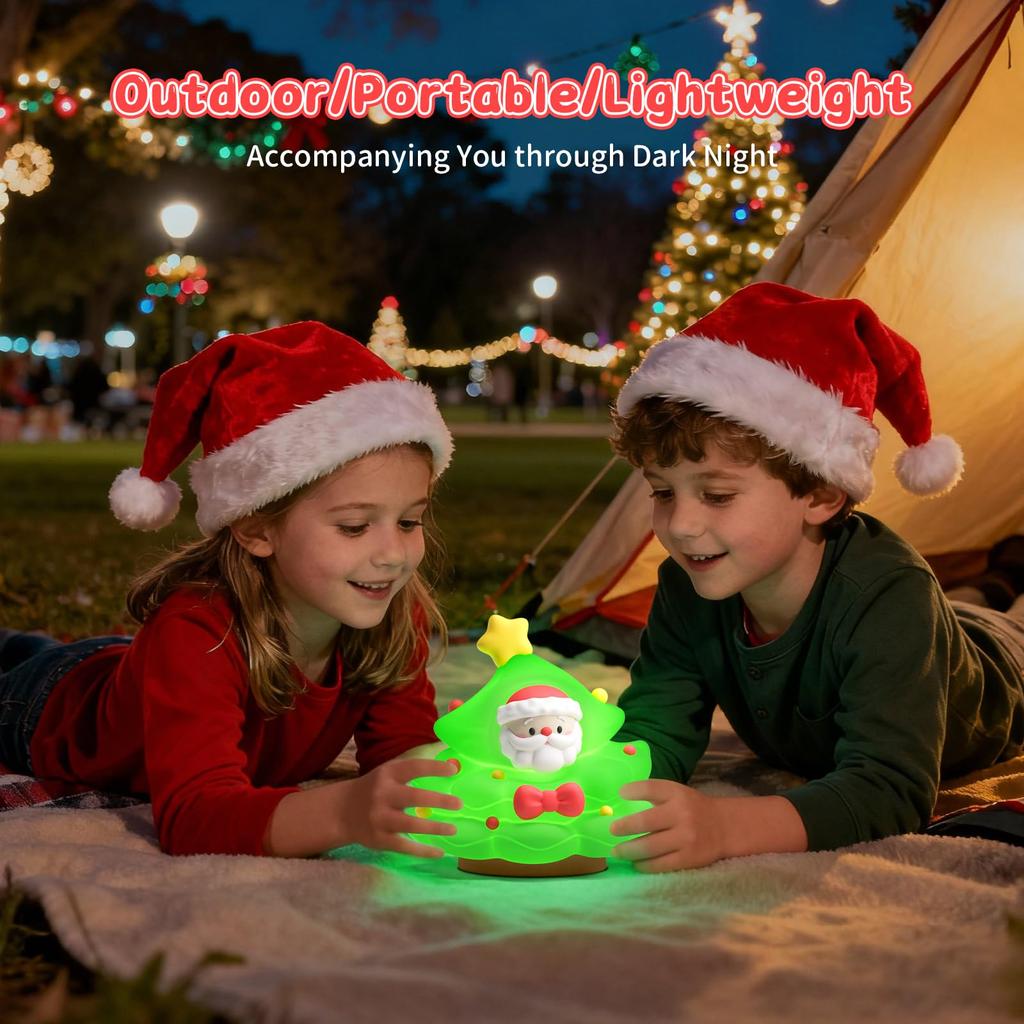 Christmas Tree Night Tabletop Mini Silicone RGB Light with USB Stylish Mood Ambient Christmas Christmas Christmas Gift Light, Tree, Touch-Activated
