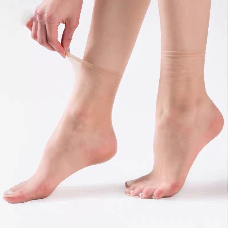 5Pairs Skin Color Ultrathin Women Socks Summer Transparent Crystal Silk Socks Sexy Elastic Short Ankle Invisible Socks
