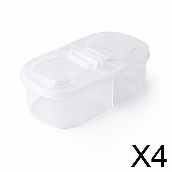 5xPortable Fruit Lunch Box for Students, Transparent Divided Food Container with Lid Picnics and