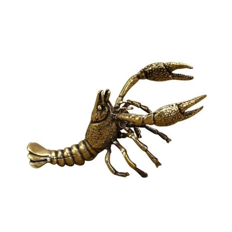 New Brass Crayfish Handicraft Desktop Decoration Handle Pieces Home and Office Tea Table Accessories Vintage Pure Copper Tea Pet