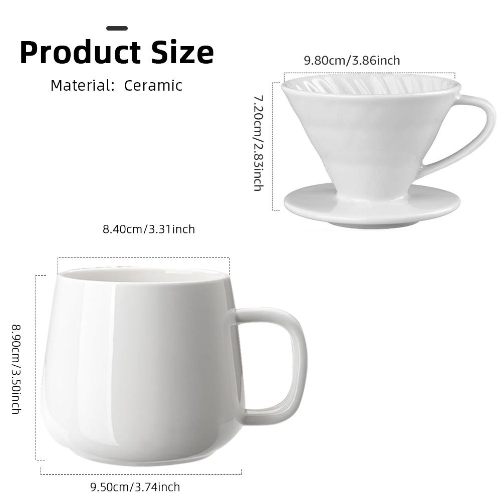 Ceramic Coffee Dripper Engine Style Coffee Drip Filter Cup Permanent Pour Over Coffee Maker Separate Stand For 1-2 Cups