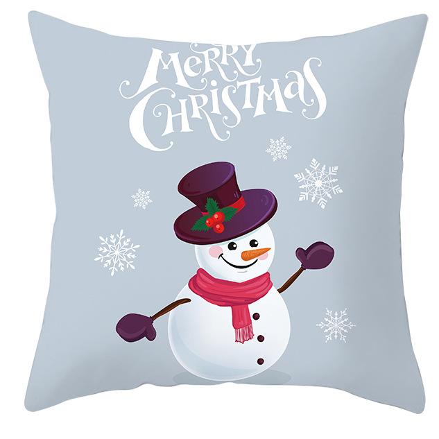 New Blue Snowflake Pillow Cover Winter Christmas Snowman Cushion Cover