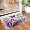 1pc Spring New Arrival Door Mat: Purple Floral Butterfly Design, Welcome Style for Home Entryway, Kitchen, Living Room, Bathroom, Bedroom - Rectangula