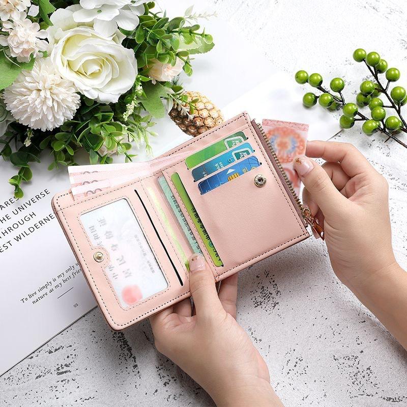 Womens Minimalist PU Leather Clutch Wallet Small Compact Multi-Functional Card Holder With Expansion Pocket