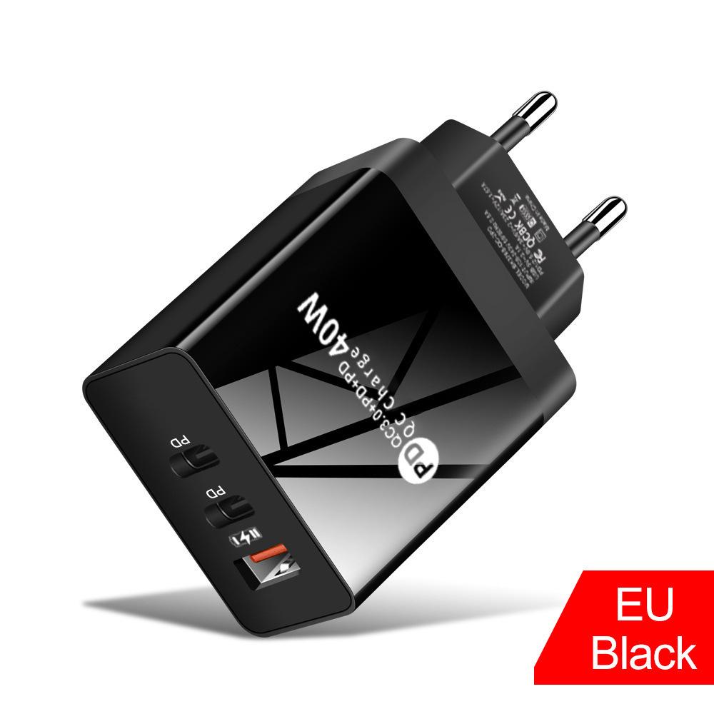 PD33W GaN QC3.0 Multi-Port Fast Charger, European Standard, 9V/12V Compatibility.