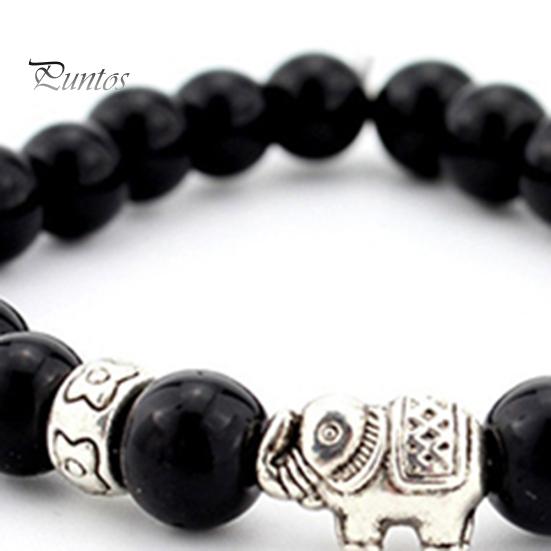 Women\'s Men\'s Elephant Bracelet Elastic Rope Beads Chain Bangle Jewelry Charms
