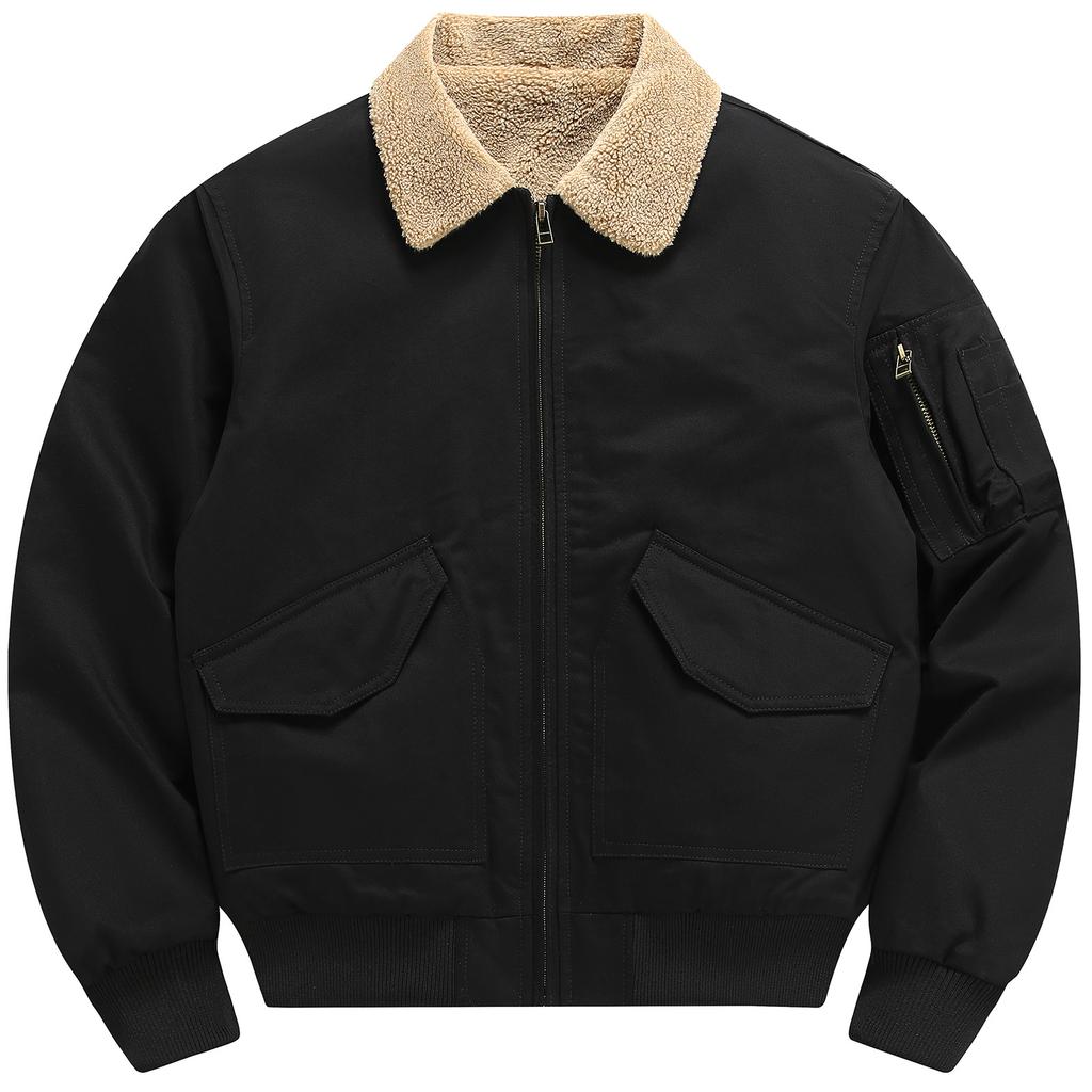 Extra silná bunda pilota z čisté bavlny pro pánskou zimní bundu plus sametová zateplená teplá bavlněná bunda z jehněčí vlny bavlněná bunda