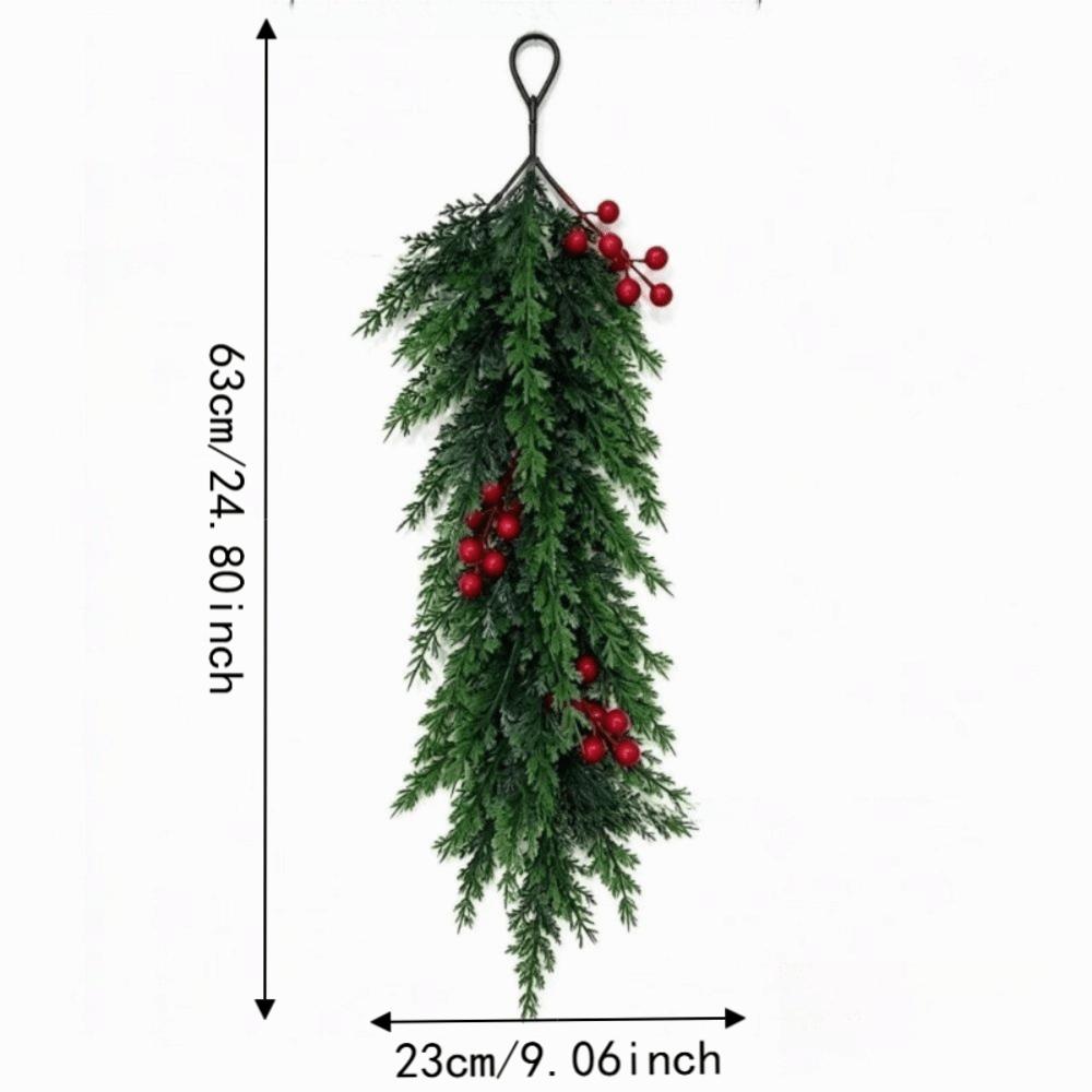 Poinsettia Berries Decor Christmas Wreath Plastic Christmas Wall Decorative Christmas Decor