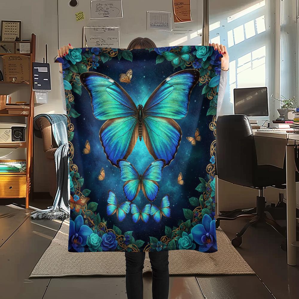 1 Stück 3D-Schmetterlingsdruck Flanelldecke, Hohe Qualität für alle Jahreszeiten, Heimdekoration, Wärme und Komfort, Perfekt für Weihnachtsgeschenke