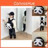 Stylish Black Cartoon Panda Kids Backpack With Cushion Straps For Comfort And Fun