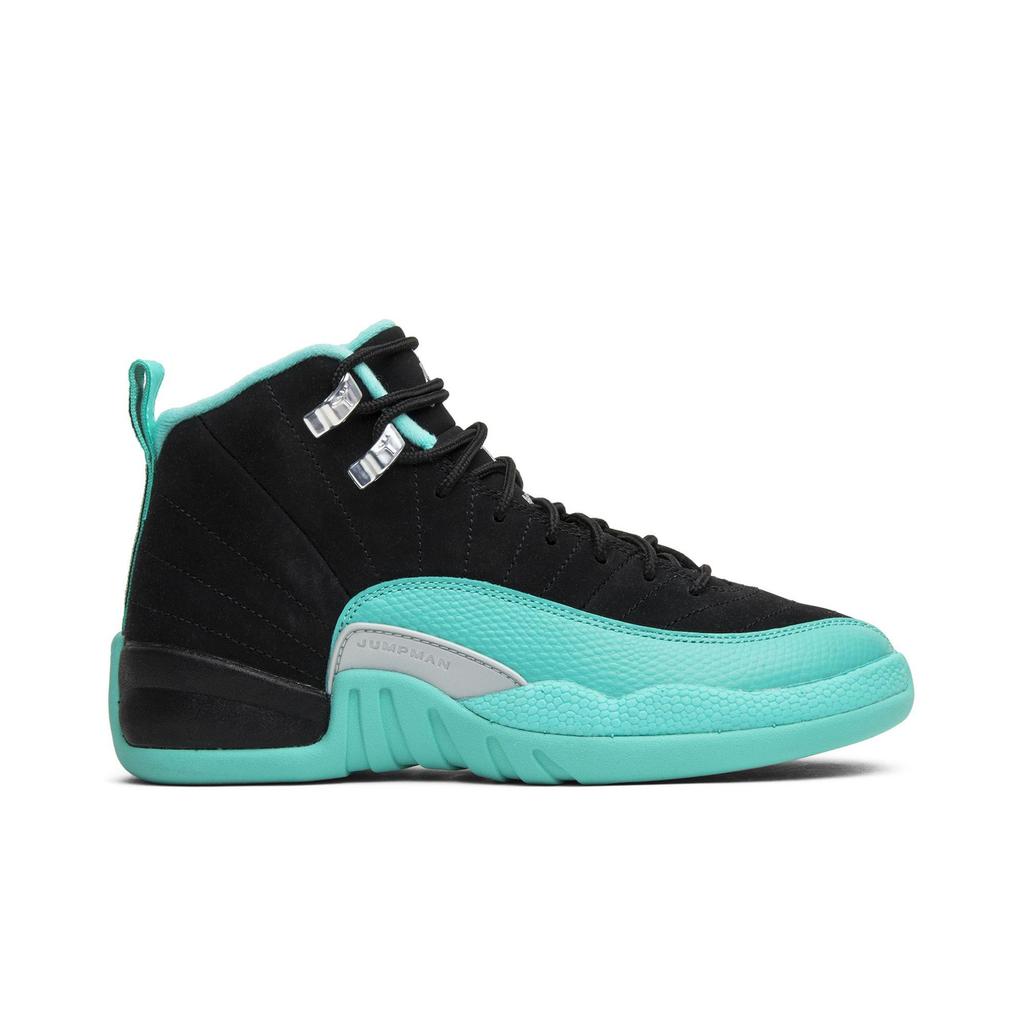 Air Jordan 12 GG 'Hyper Jade' (Unisex) Schwarz / Metallic-Silber-Hyper Jade Vintage Basketballschuhe 510815 017