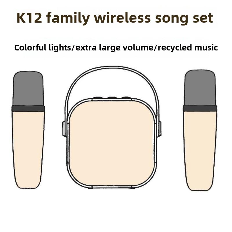 K12 Mini Wireless Bluetooth Portable Speaker with Integrated Microphone Home Karaoke System Family Outdoor Audio Device