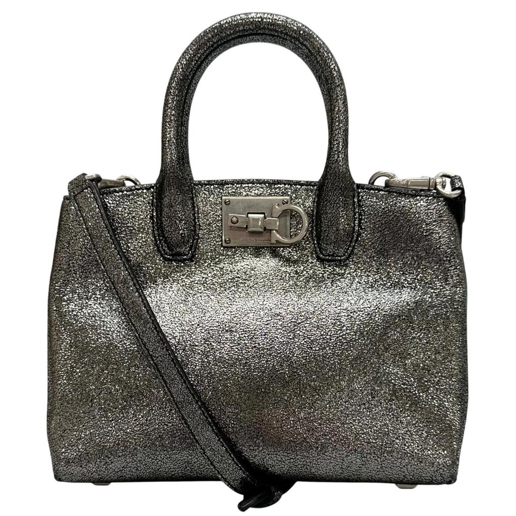 Salvatore Ferragamo Handbag Silver Women 2way Gancini used