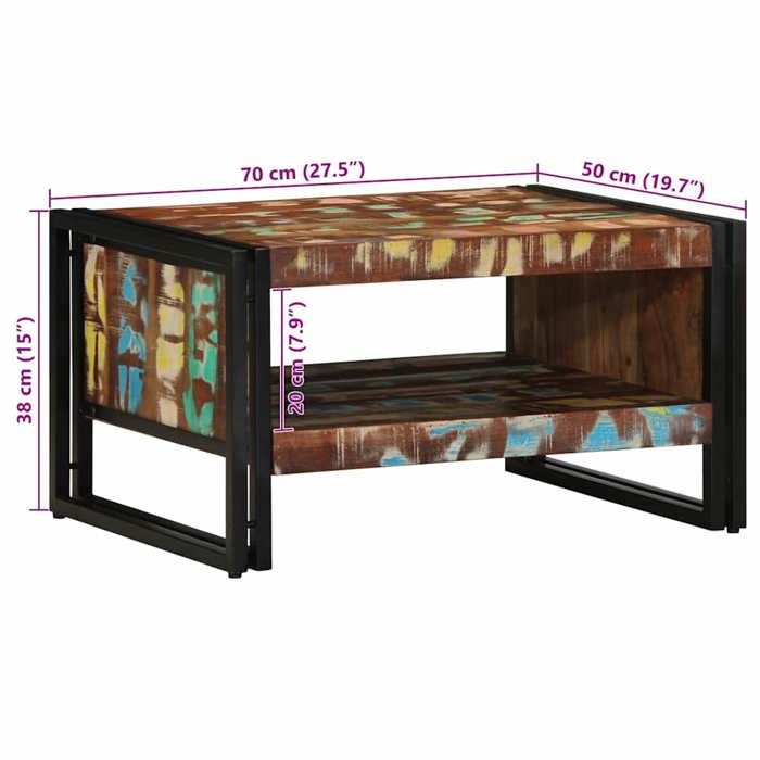 VidaXL Table basse multicolore 70x50x38 cm bois de récupération massif, table latérale, table de salon, table d'accent, bout 4102711