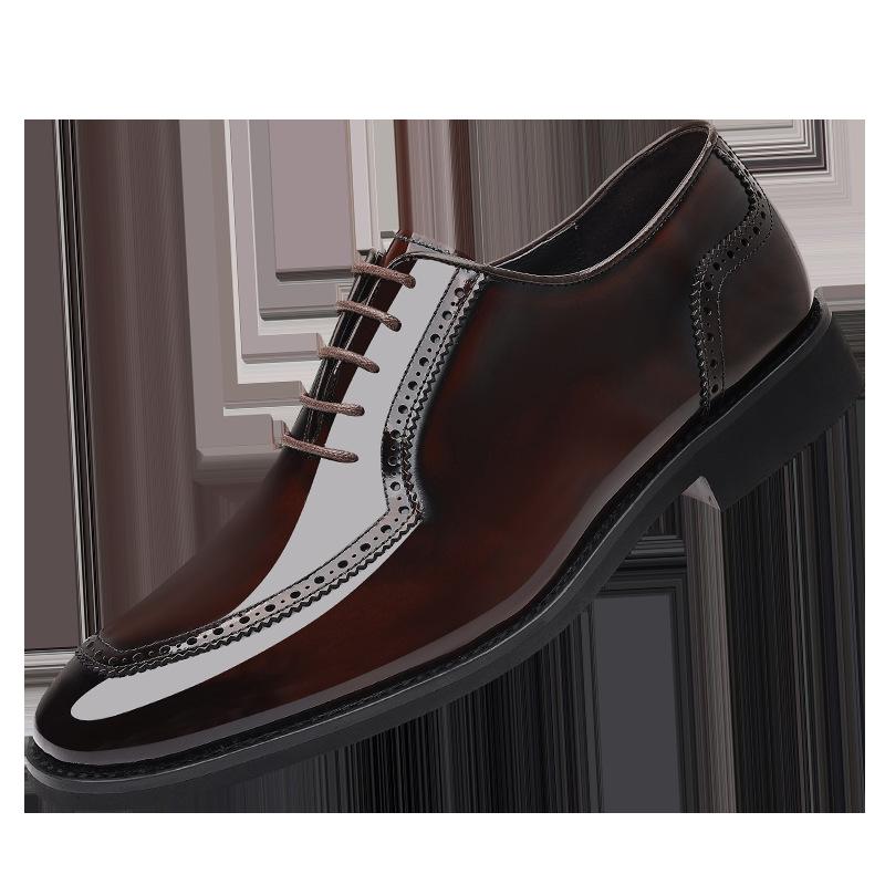 

Mingfu pointed leather shoes men s Korean version of British style trend business dress casual shoes patent leather men s shoes small breathable 44