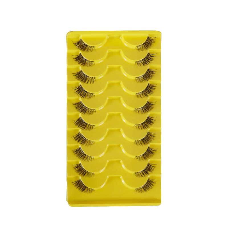 10 Paren Fox-Eye Halve Strip Wimpers: 3D Krullende Stijl voor Europese & Amerikaanse Looks