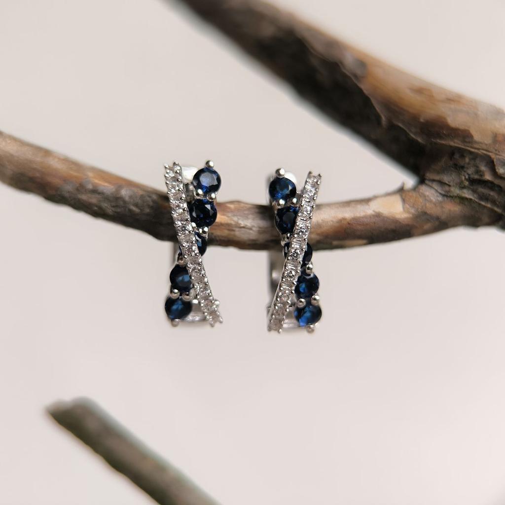 Silberne Ohrringe mit Saphir nano 1,12 ct (2189046)
