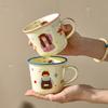 Milk Cup with Scale High Value Mug Ceramic No lid Cup for Household Children's Parent Child Water Cup Family Four