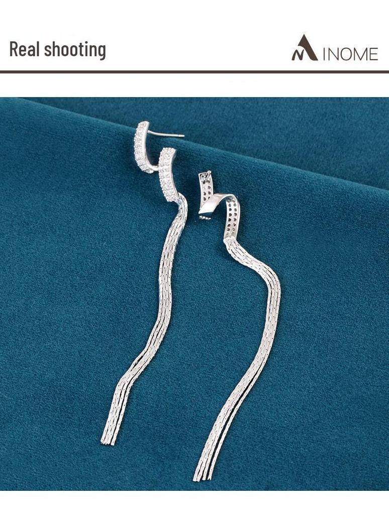 S925 Sterling Silver Long Tassel Earrings for Women - New 2025 Trend, Elegant & Luxurious Design.